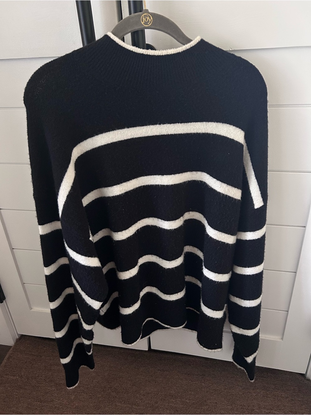 J. Crew Black and White Striped Crewneck Sweater Extra Soft Women’s Size XL